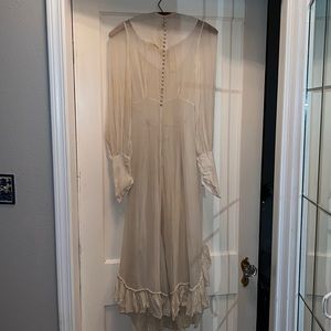 1920s Antique handmade sheer chiffon bustle long sleeve dress